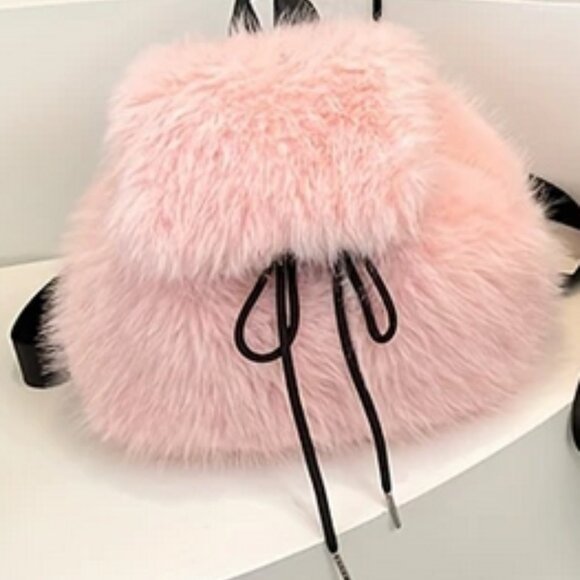 NEW Pink Faux Fur BackPack   SMALL - Picture 2 of 9